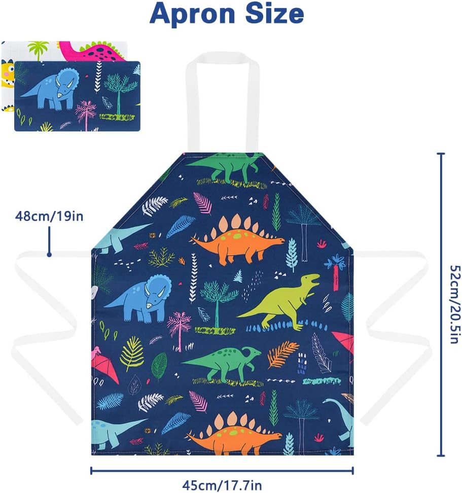 Detalle 2 de HOTUT Kids Aprons 2-Piece Dinosaur Print