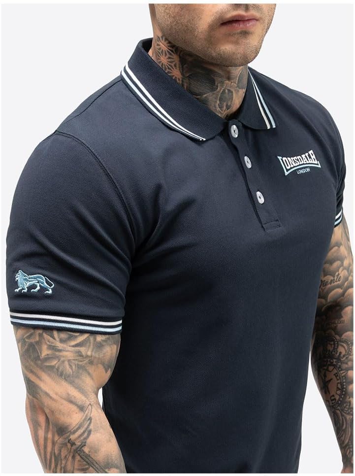 Detalle de Polo Lonsdale London Eastleigh Homme Marine – Coupe Regular