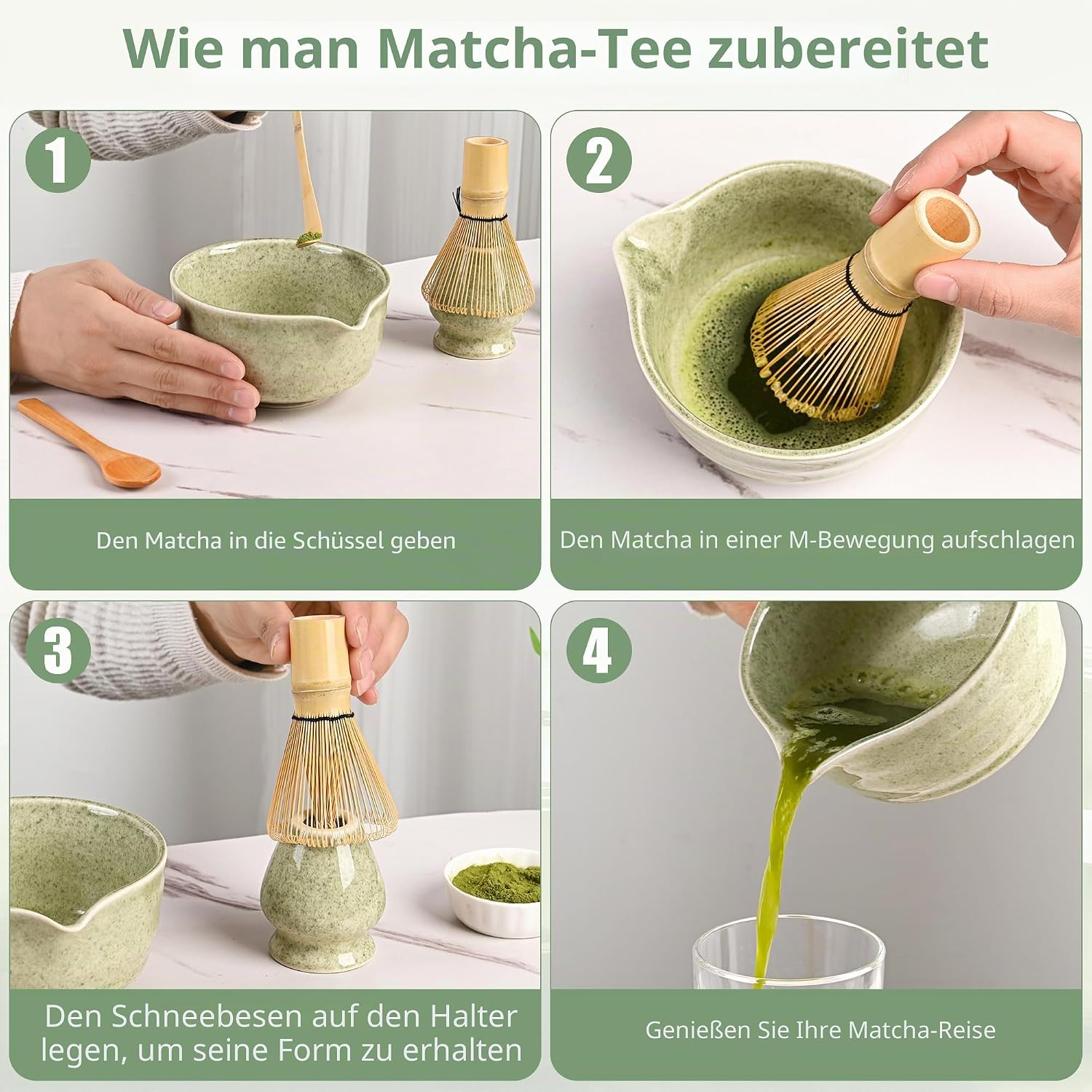 Thumbnail 2 de Matcha-Schneebesen-Set – Japanisches Matcha-Tee-Set für den Haushalt (Grün)