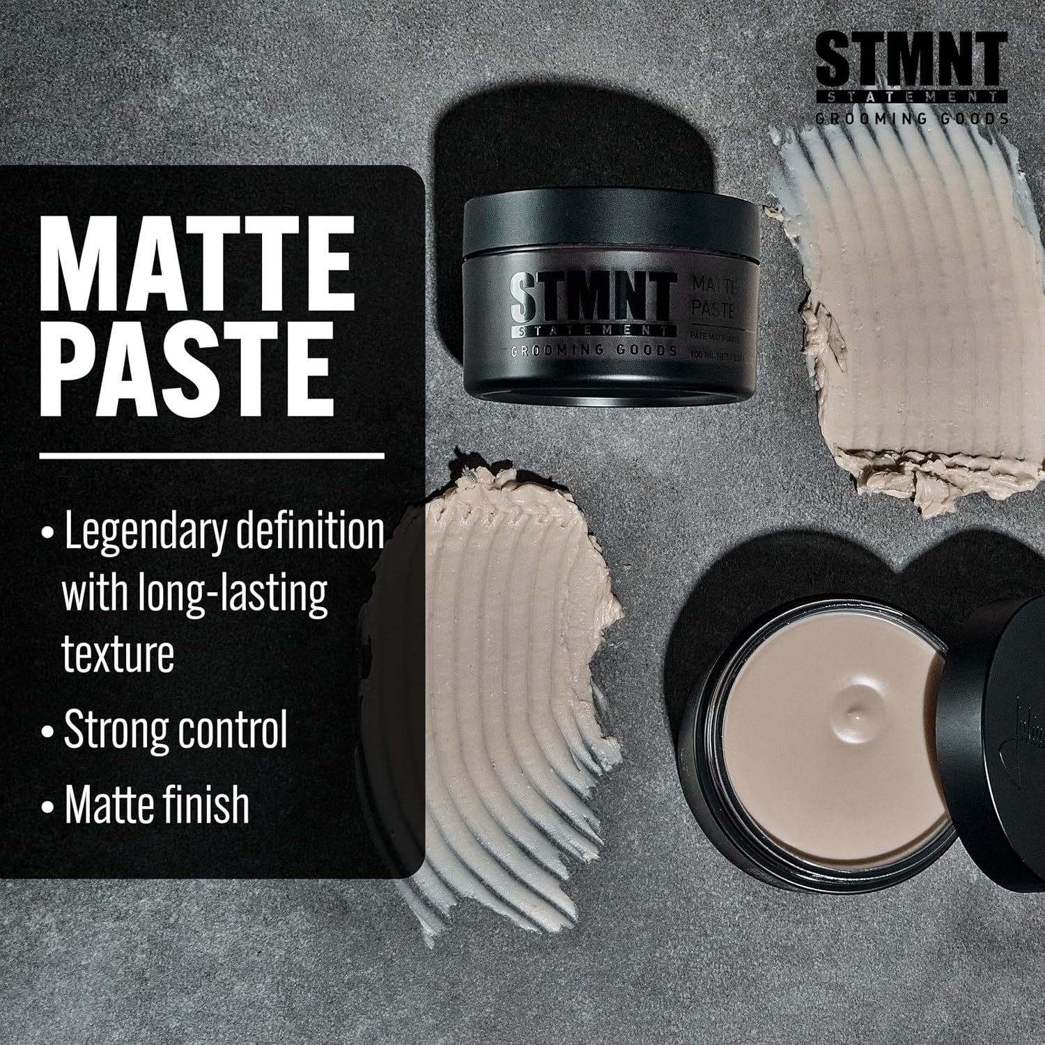 Detalle de STMNT STATEMENT GROOMING GOODS Matte Paste – Cera per capelli uomo, effetto ultra matt e fissaggio forte (100 ml)