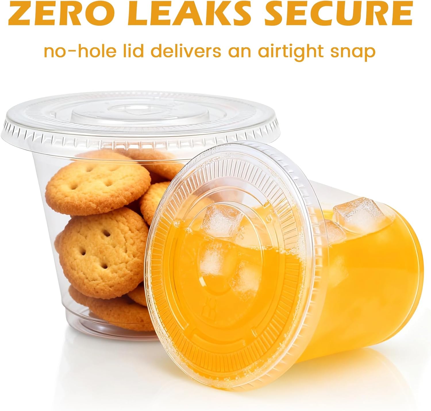 Thumbnail 2 de Lamosi 9 oz Clear Plastic Cups with Lids (50 Pack) – Flat, No-Hole Lid for Spill-Proof To-Go Treats