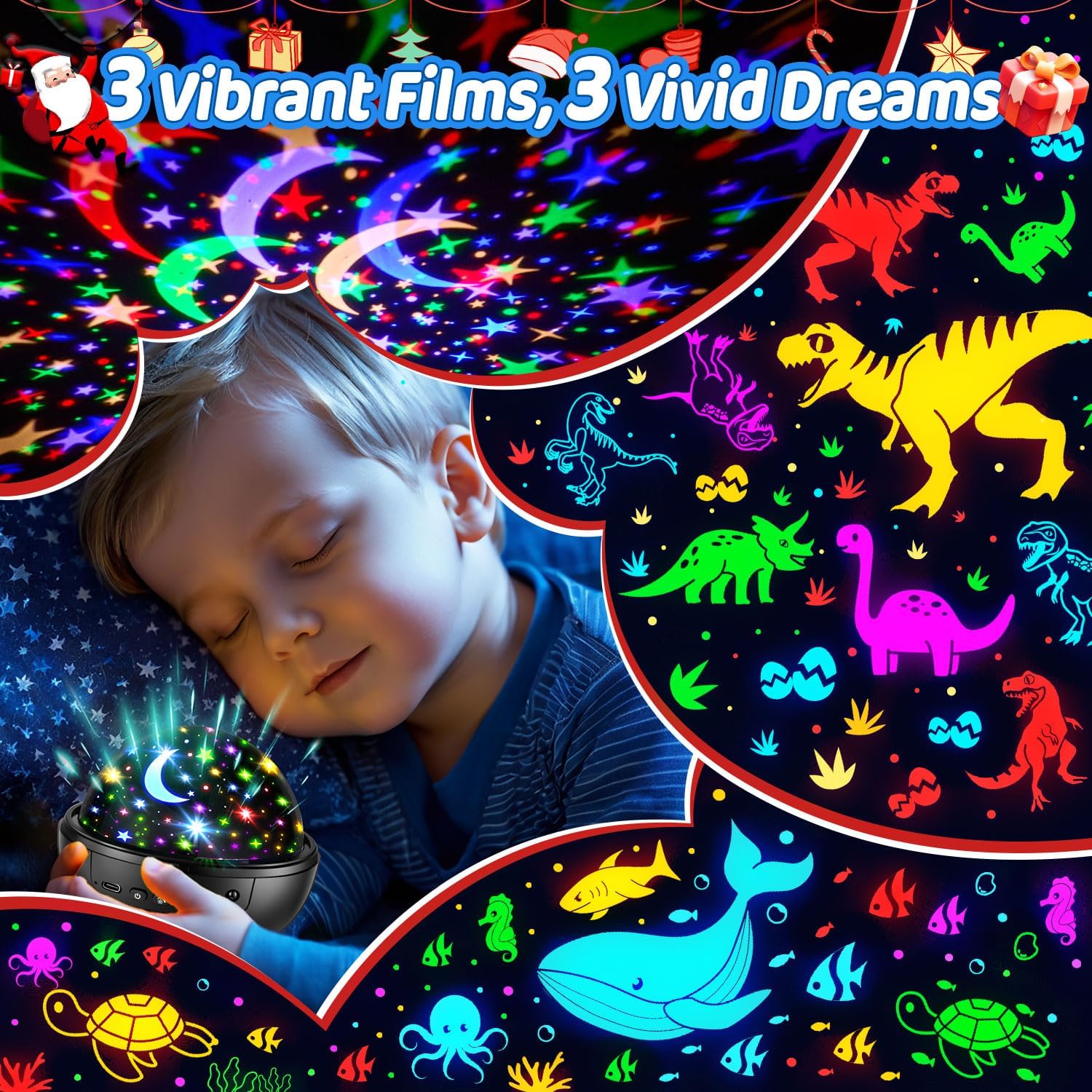 Detalle de COOLNIGHT Night Light for Kids: 93 Lighting + 3 Films Star Projector