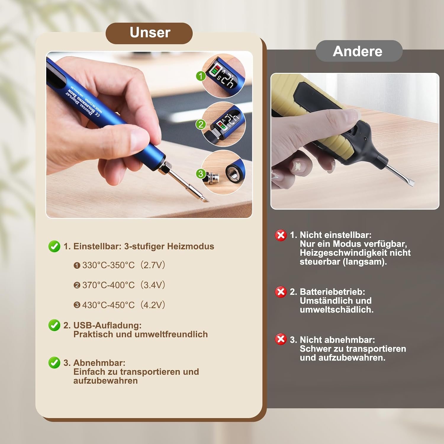 Detalle de Laminat- und Parkett-Reparaturset mit Hartwachs Heizstift – 11 Farben für Möbel, Böden und Holzoberflächen