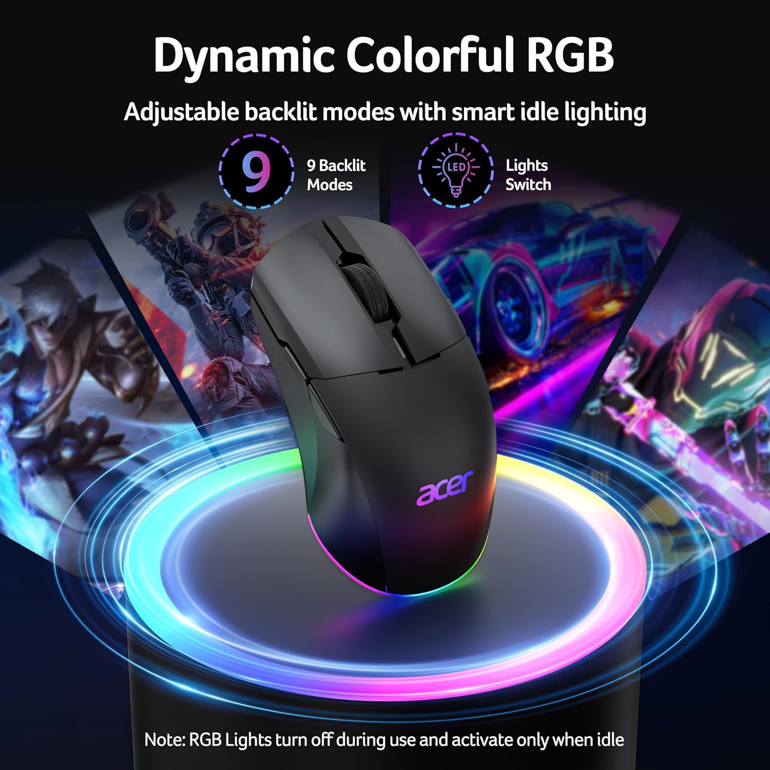 Thumbnail 6 de Acer Wireless Gaming Mouse for Laptop — 24,000 DPI, Ambidextrous, 8 Programmable Buttons