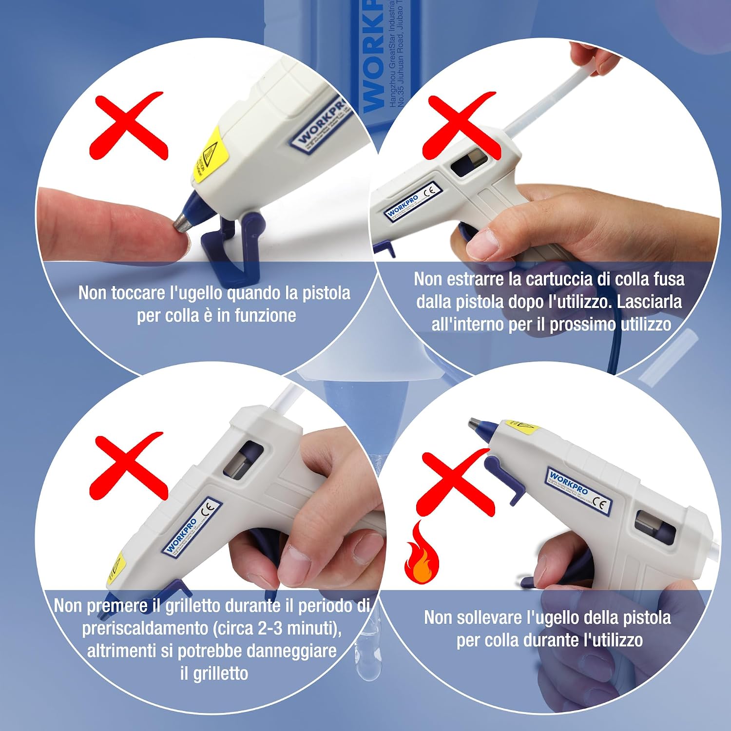Thumbnail 3 de WORKPRO Mini Pistola per Colla a Caldo 10W con 20 stick 7x100 mm