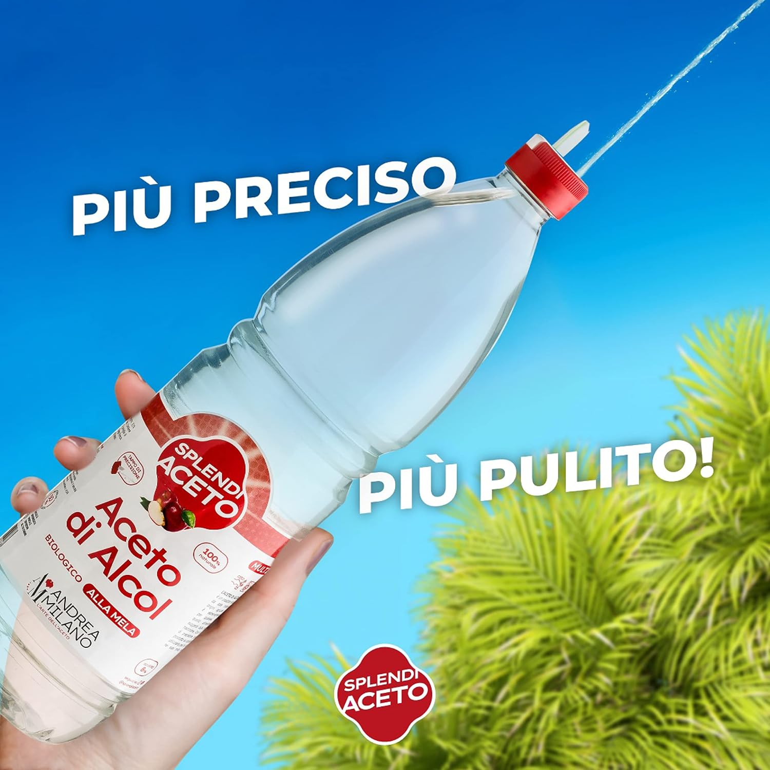 Detalle de Andrea Milano Splendi Aceto: Aceto di Alcool 100% Naturale aromatizzato alla mela, 12 bottiglie da 1 L
