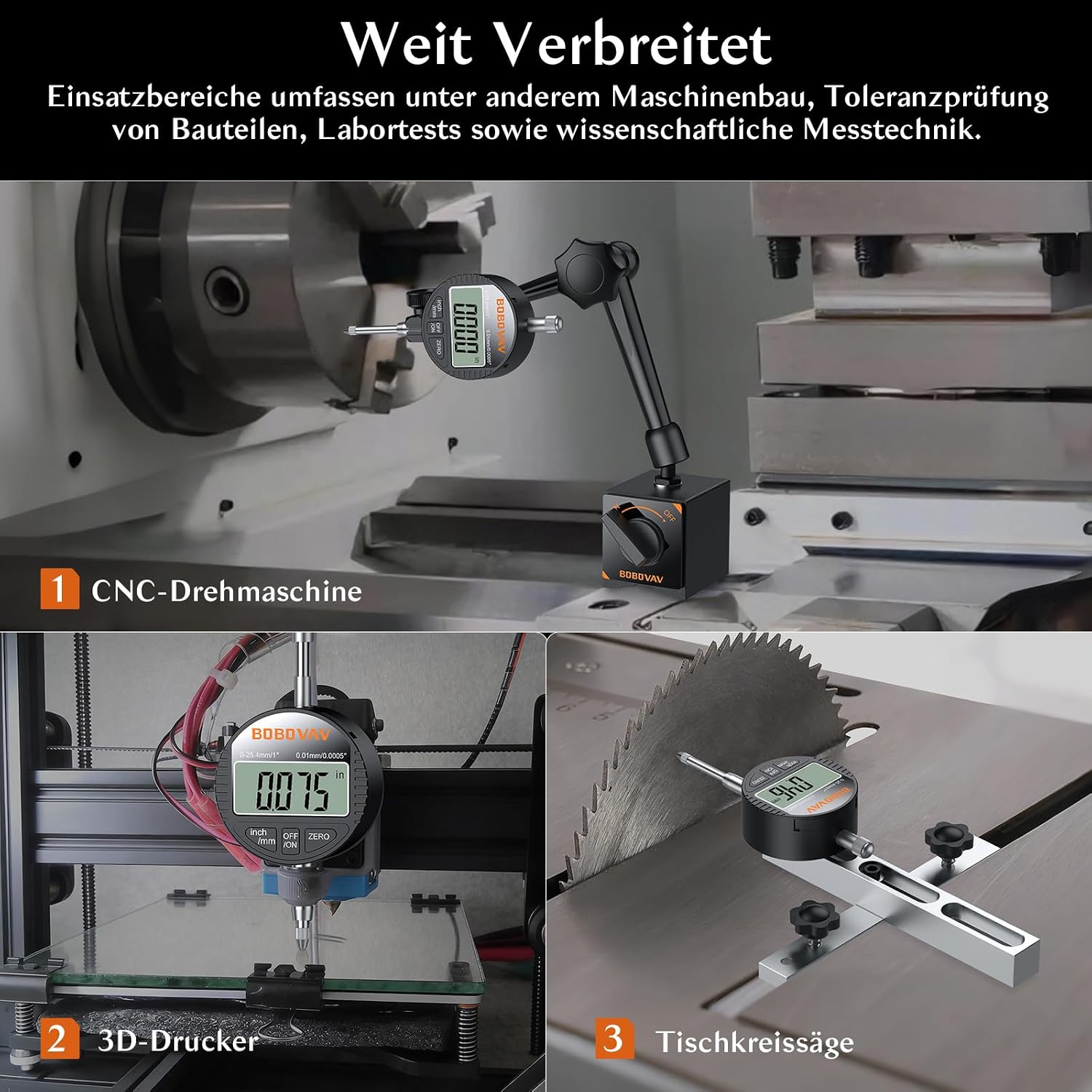Thumbnail 3 de BOBOVAV Digitale Messuhr 0–25,4 mm/1'' mit LCD-Display – Präzise, flexibel und wartungsarm
