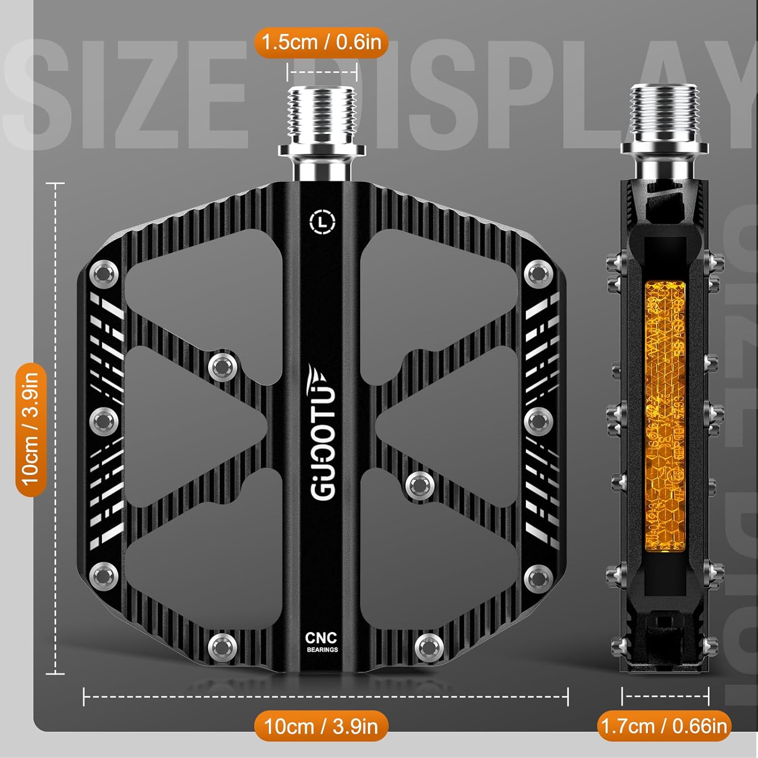 Detalle 2 de GUOOTU Fahrradpedale CNC Aluminium MTB Flachpedale