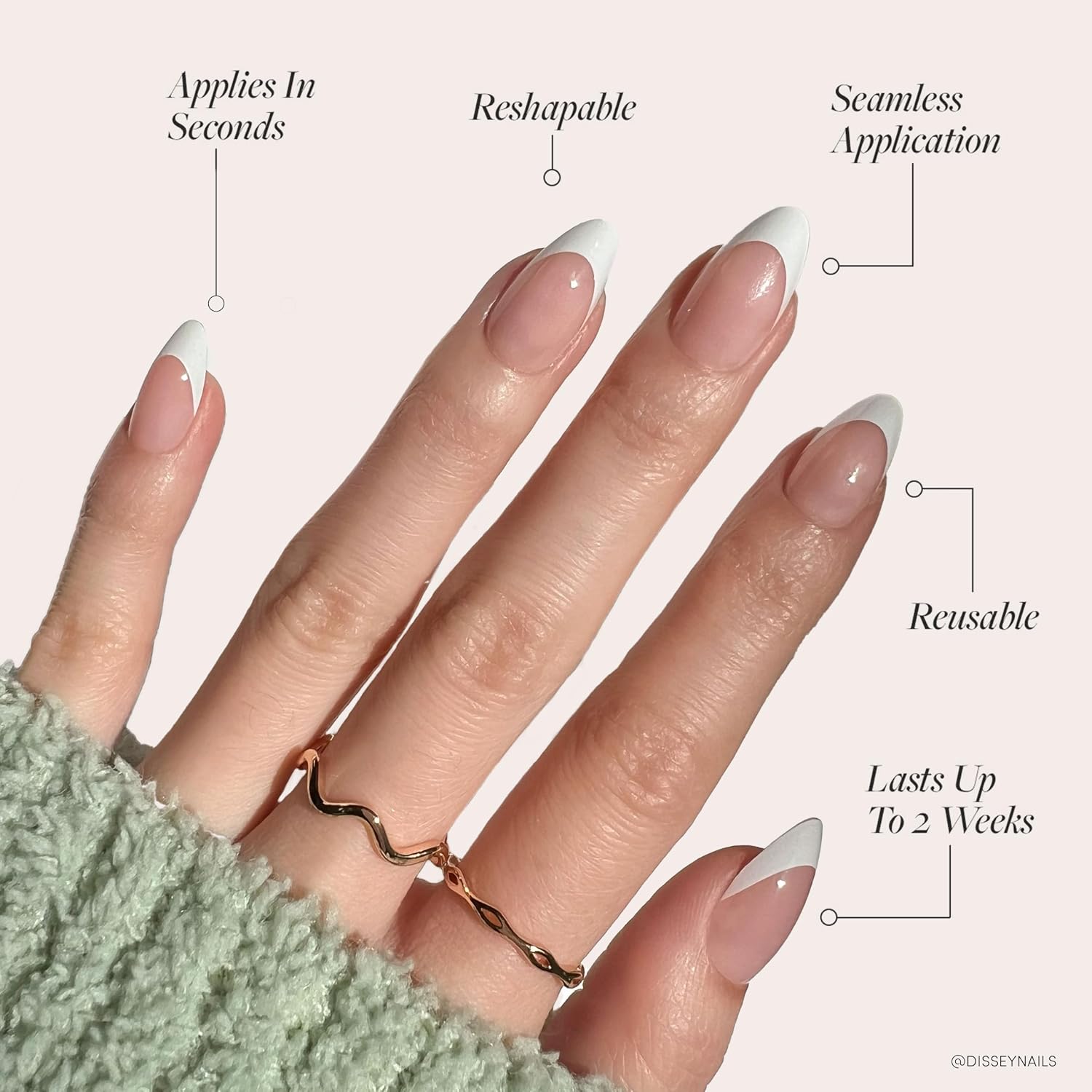 Detalle de Glamnetic MaDamn French Tip press-on nails