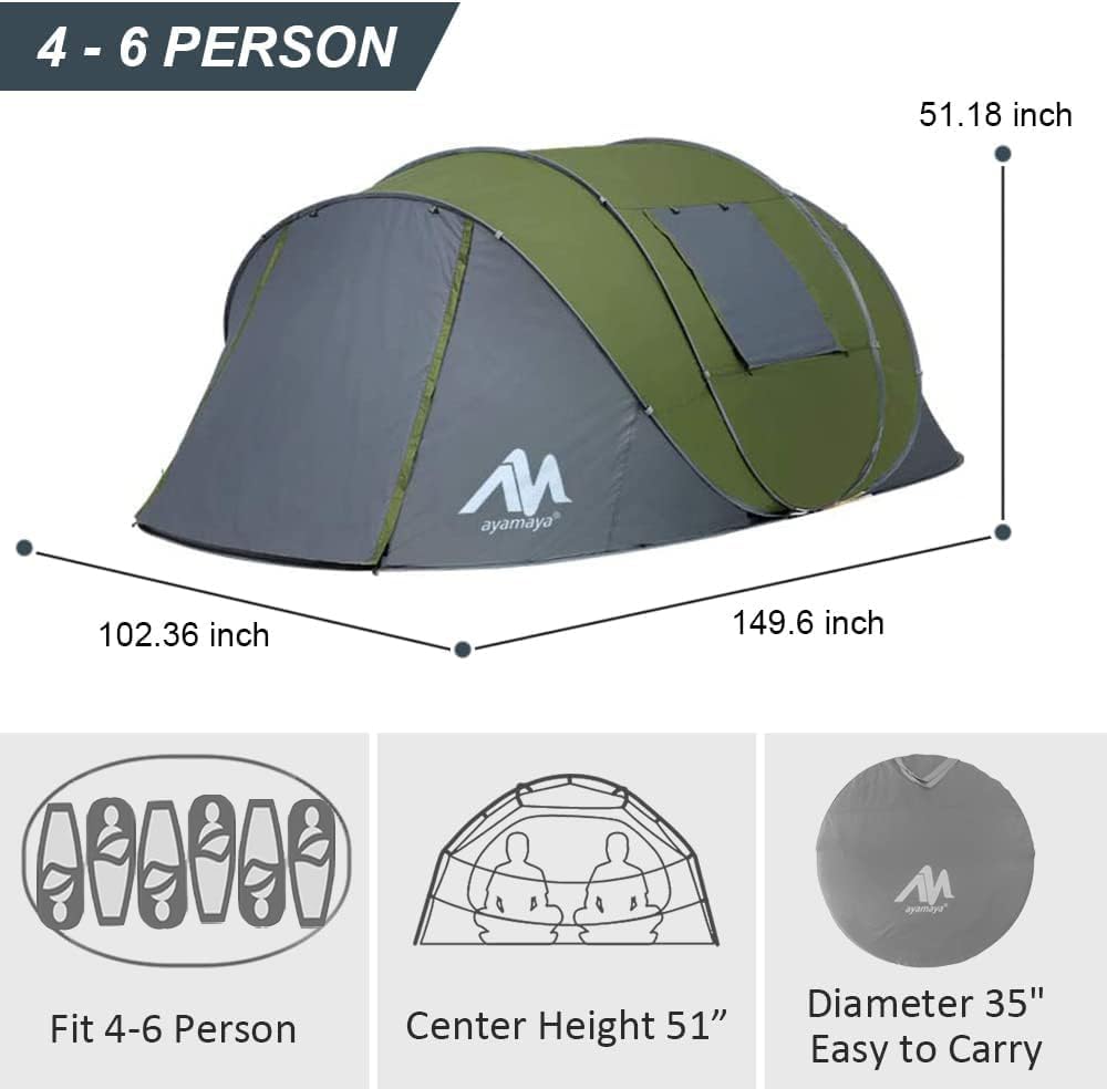 Detalle de Zelt 4-6 Personen Wasserdicht – Pop Up Familienzelt mit Vorraum, 380 × 160 × 130 cm