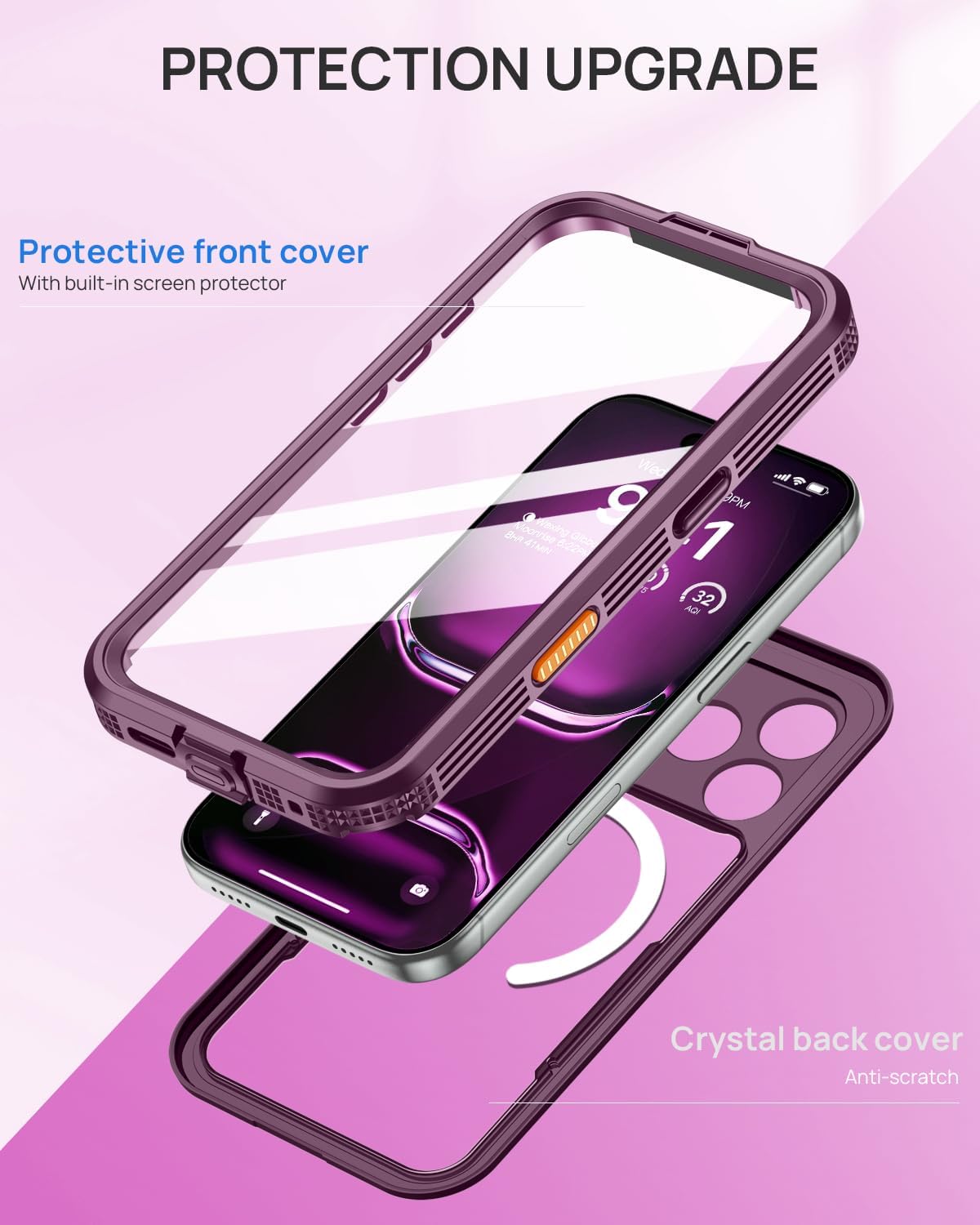 Detalle 1 de Lanhiem WP-ZS-I18PM-R Magnetic Waterproof Case for iPhone 17/18 Pro Max