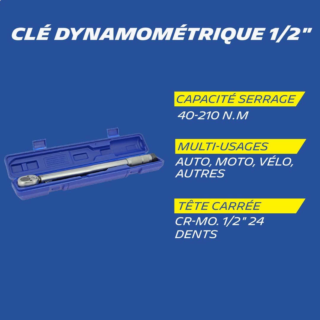 Thumbnail 3 de MICHELIN 008522 clé dynamométrique 1/2" 40–210 Nm, coffret avec rallonge et adaptateur