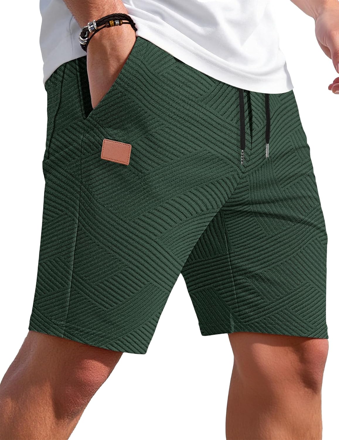 Thumbnail 3 de TARAINYA Textur Kurze Hosen Herren – Baumwolle Shorts mit elastischem Taillenkordelzug