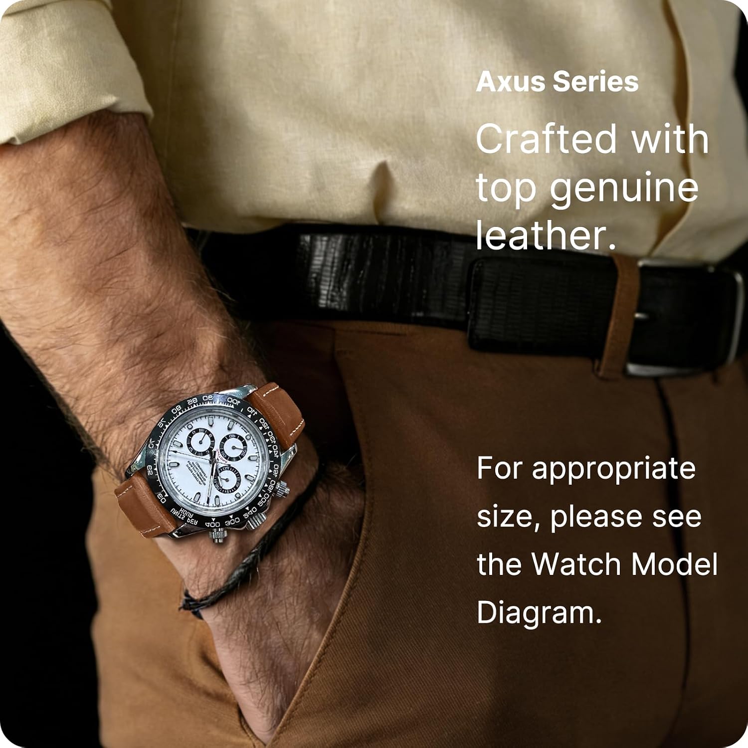 Detalle de Fullmosa 22mm Uhrenarmband Braun Echtleder