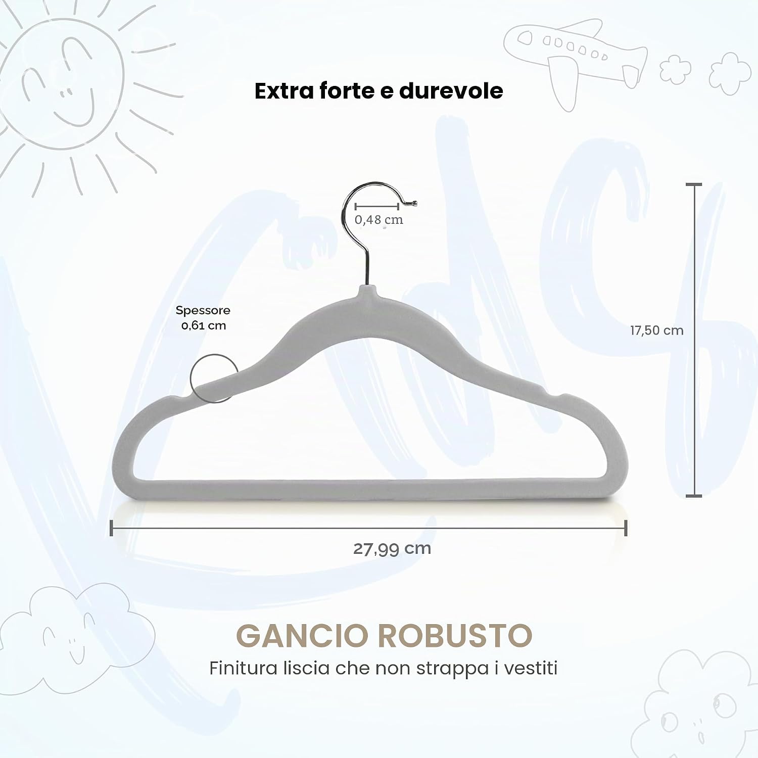 Detalle de Utopia Home Grucce per bambini in velluto 28 cm, confezione da 30