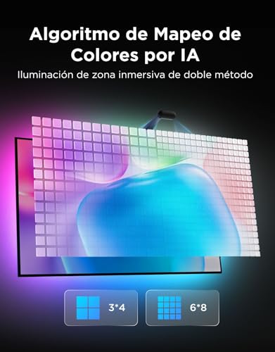 Detalle de Govee TV Backlight 3 Dual Cámara 5 m RGBWIC para 75–85 pulgadas
