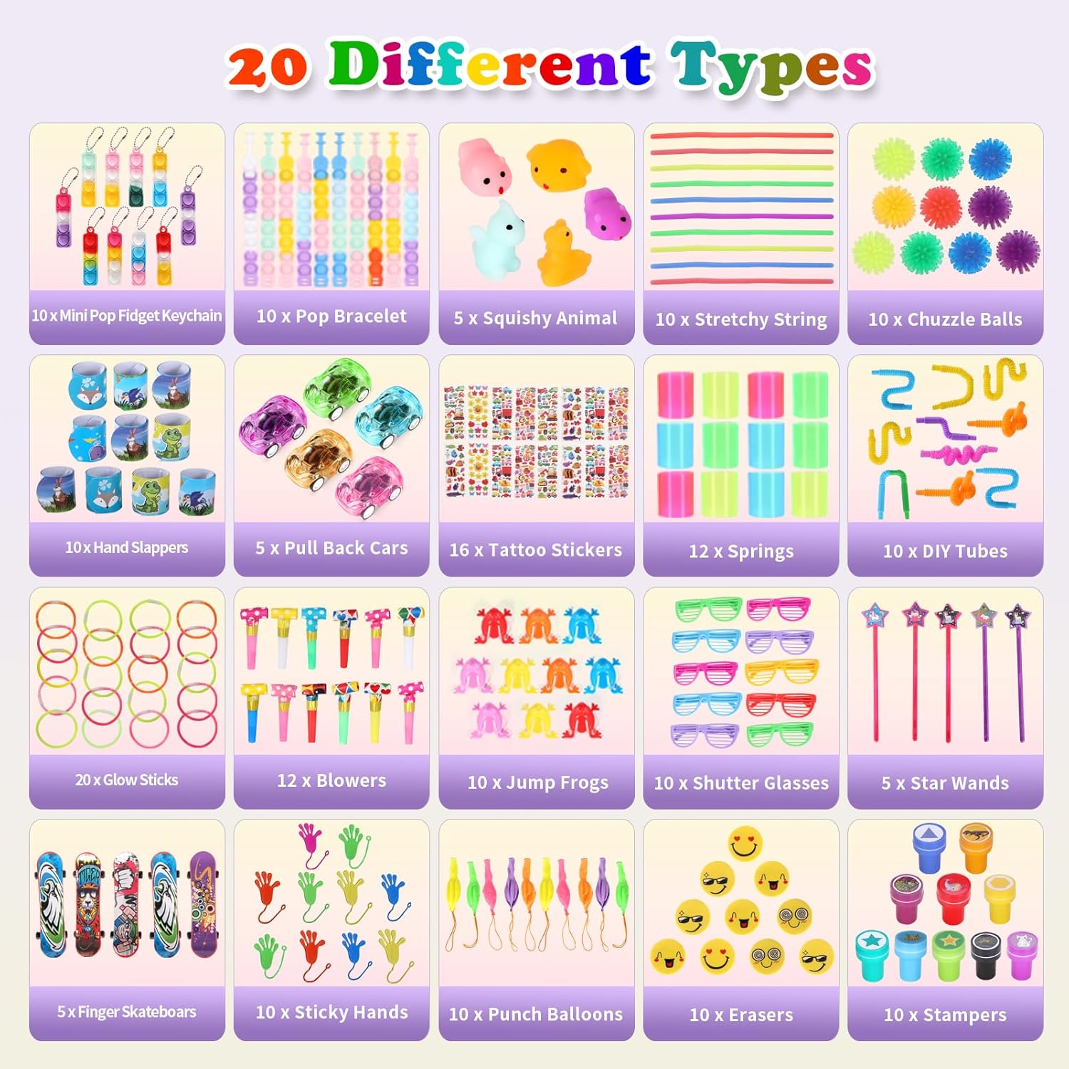 Detalle de OGNI ORA 200 PCS Party Bag Fillers for Kids – Assorted Toys Bulk Pack for Classroom Rewards & Birthday Favour Bags
