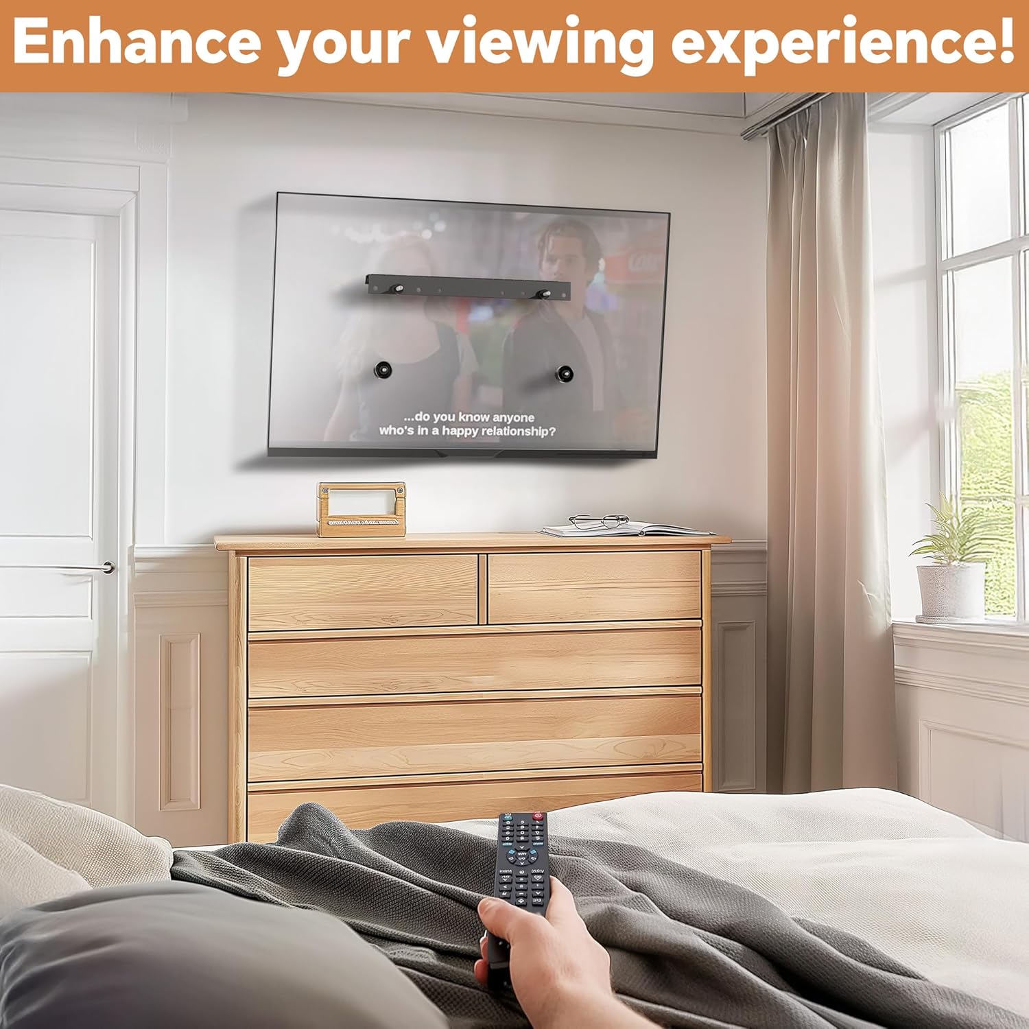Detalle de Studless TV Wall Mount for Drywall: Ultra-Llimin Low-Profile No-Stud Bracket (12–55 Inch, Up to 100 lbs, 5° Tilt)