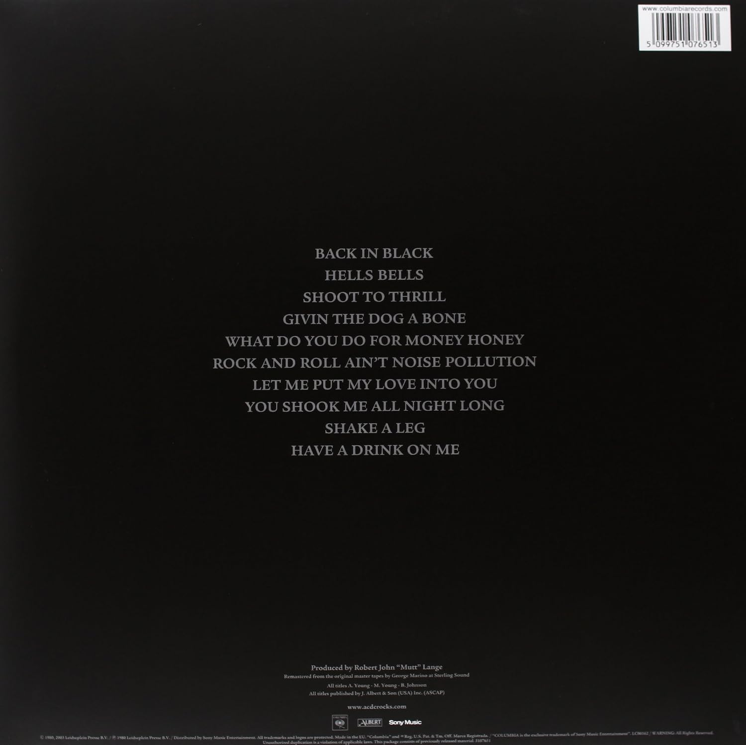 Detalle 2 de AC/DC Back In Black vinyl record, rock album