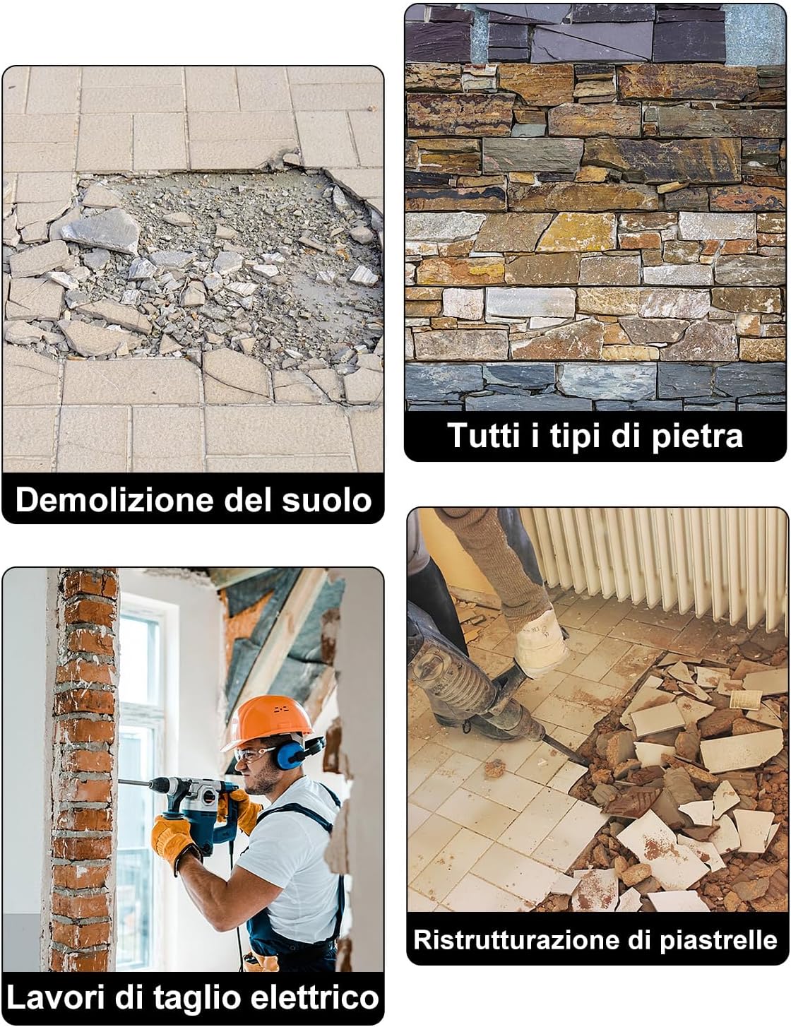 Thumbnail 6 de 2 Pezzi Scalpelli SDS-Plus per Piastrelle Muro – Lytool Scalpello Angolato per Rimuovere Piastrelle e Colla