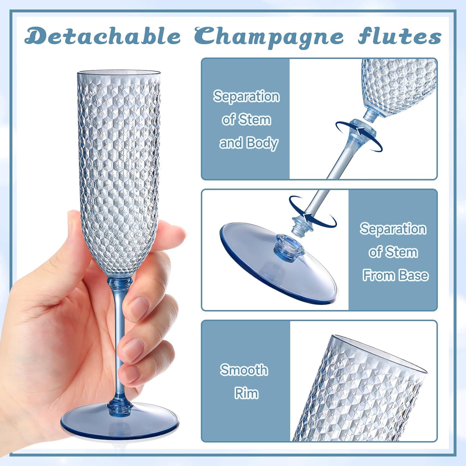 Detalle de XUWAIDSGN 5.5 Oz Blue Disposable Champagne Flutes ๐ฅ