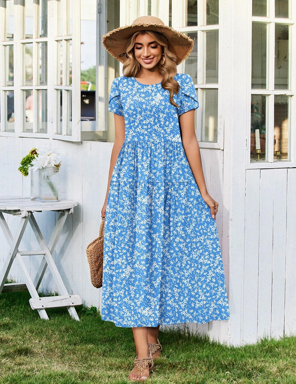 Detalle 2 de Zeagoo Summer Dresses for Women 2026 Maxi Bohemian Floral Dress