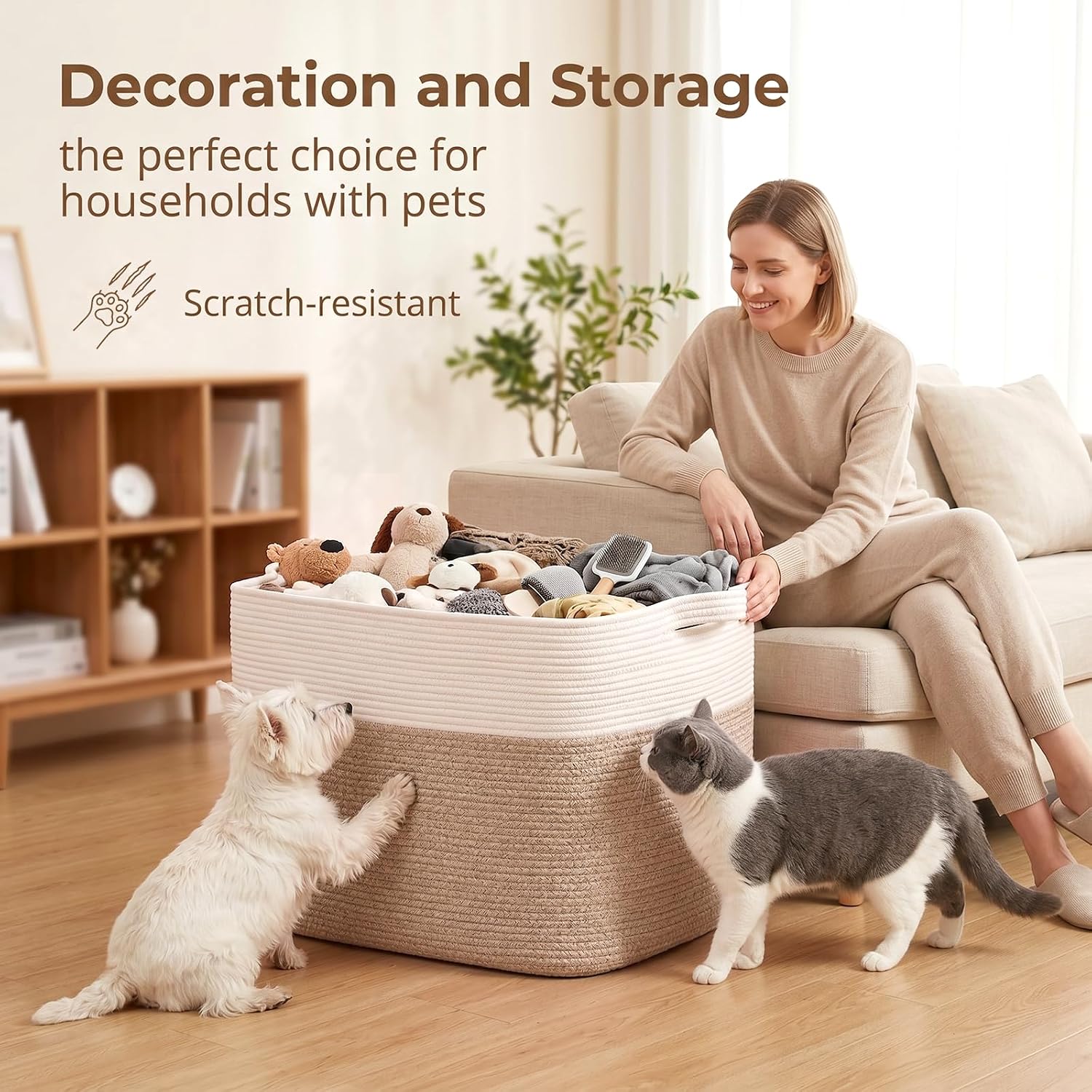 Thumbnail 4 de OIASKET MSAG07P123 108L Cotton Rope Storage Basket, 25" x 16" x 16