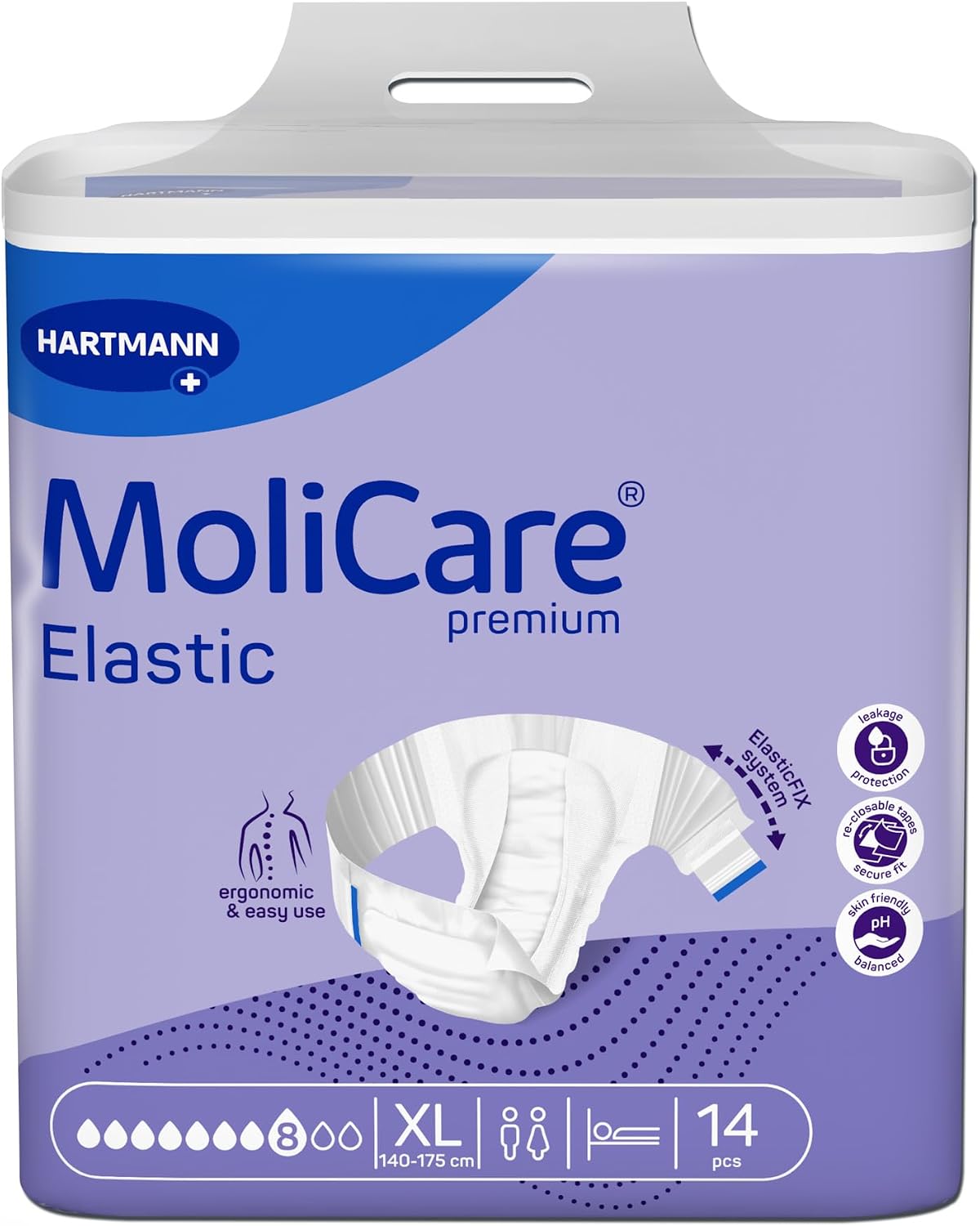 Thumbnail 1 de MoliCare Premium Elastic, jednorazowe majtki chłonne XL, 8 kropli, 14 szt.