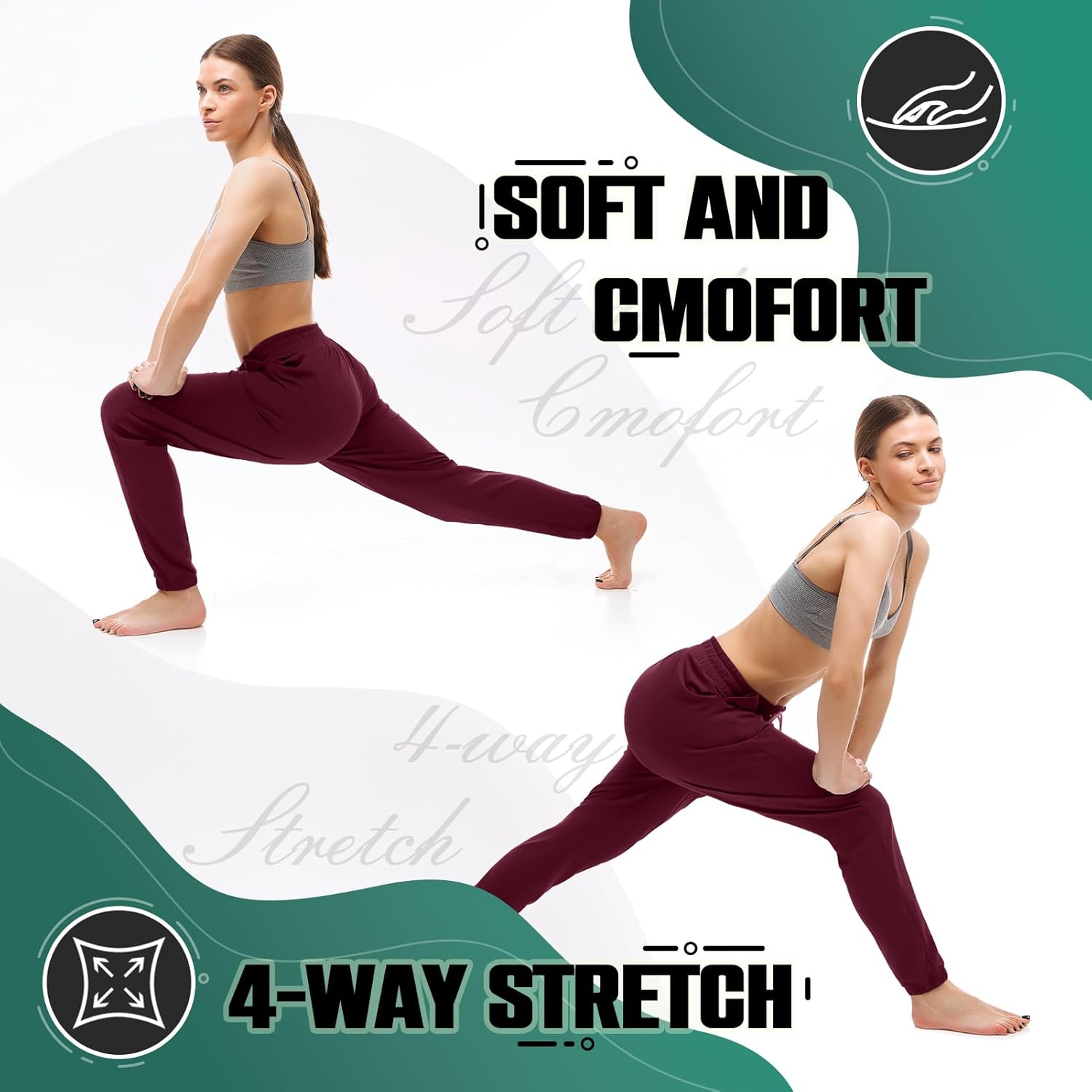 Detalle de Walifrey Women's Joggers with Pockets: Comfortable Everyday Lounging and Activewear