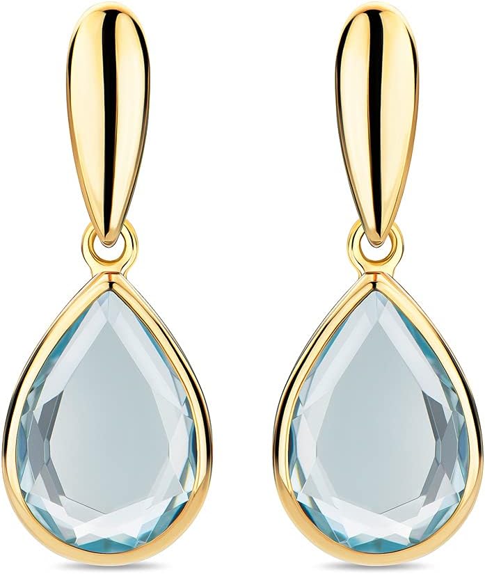 Thumbnail 1 de Orovi Boucles d'Oreilles Gouttes en Or Jaune 14 Carats avec Améthyste Bleue — certifiées, élegantes et hypoallergéniques