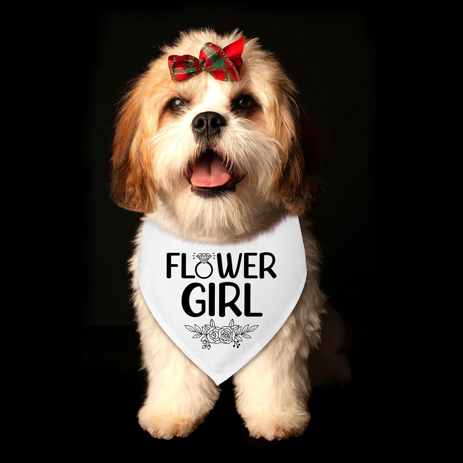 Detalle 2 de Dog Wedding Bandana with Flower Girl Phrase