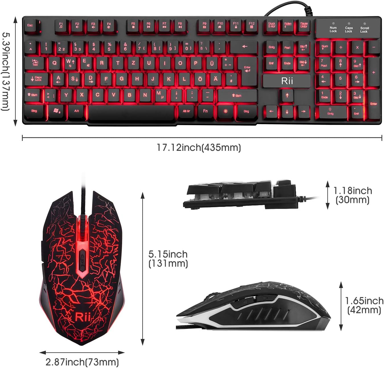 Thumbnail 6 de Rii Gaming Tastatur und Maus Set 3-LED Beleuchtung