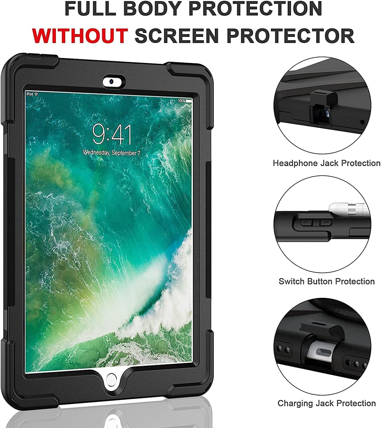 Thumbnail 3 de Gerutek Rugged Case for iPad 6th/5th Gen (9.7 inch, 2017/2018) – Shockproof black with 360 hand strap & stand