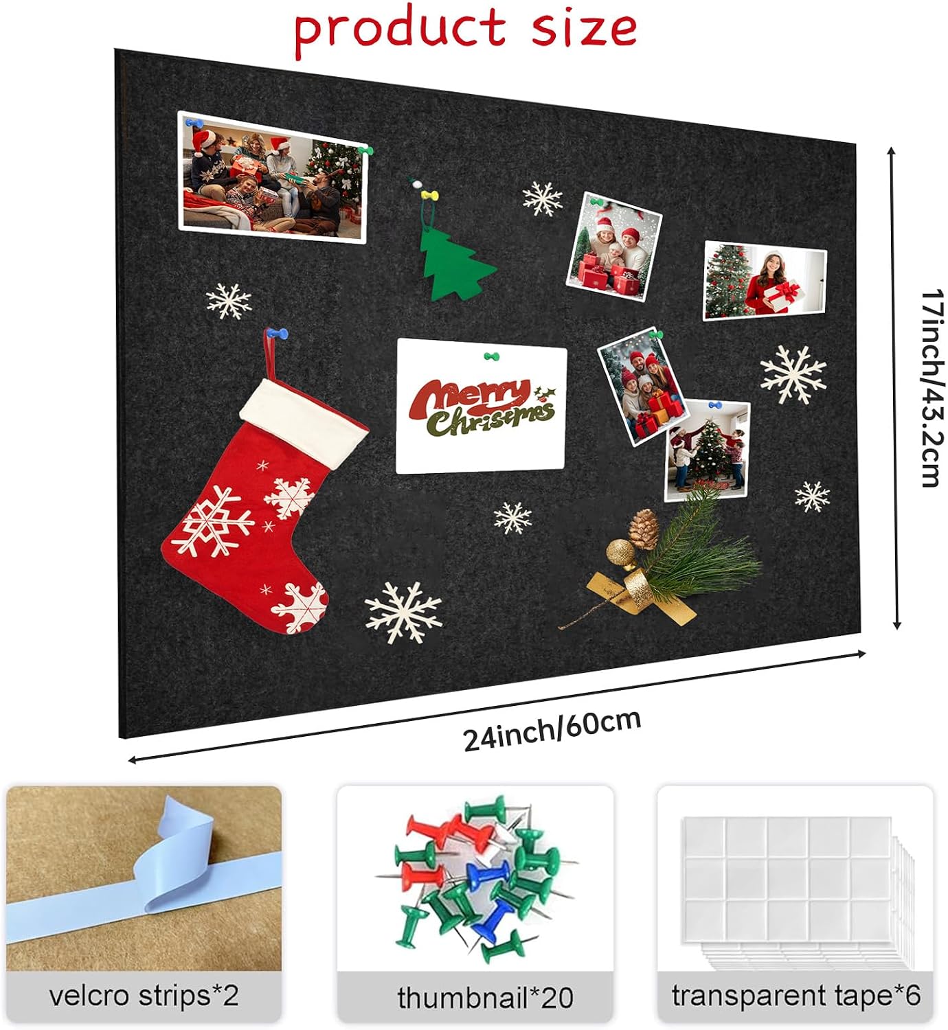 Detalle de Yunihome Foldable Felt Bulletin Board, 2-Pack, Black, Self-Adhesive, 24 x 17 Inches