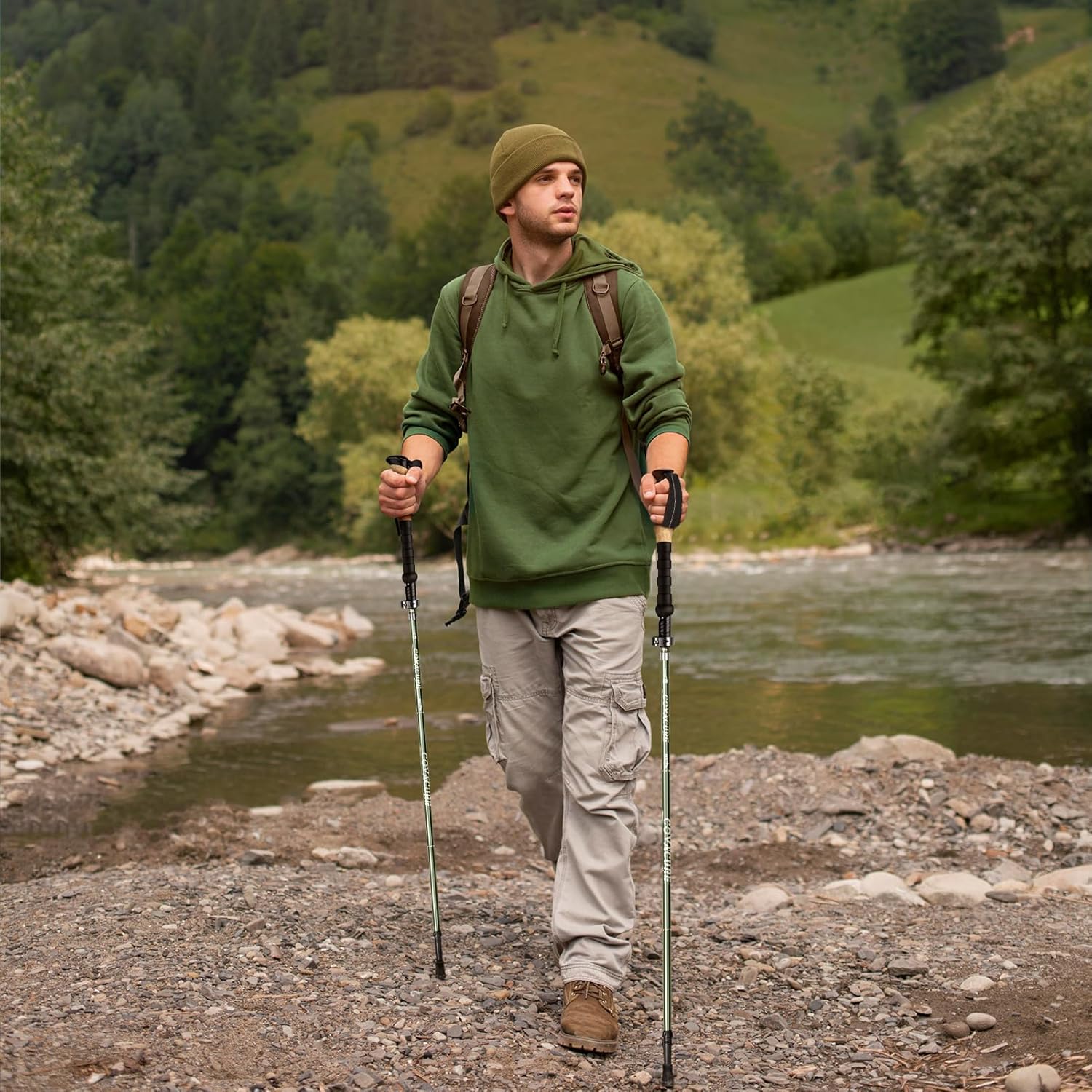 Thumbnail 1 de COVACURE Hiking Poles (2-pack) collapsible 7075 aluminium with EVA cork handle, 110–130cm
