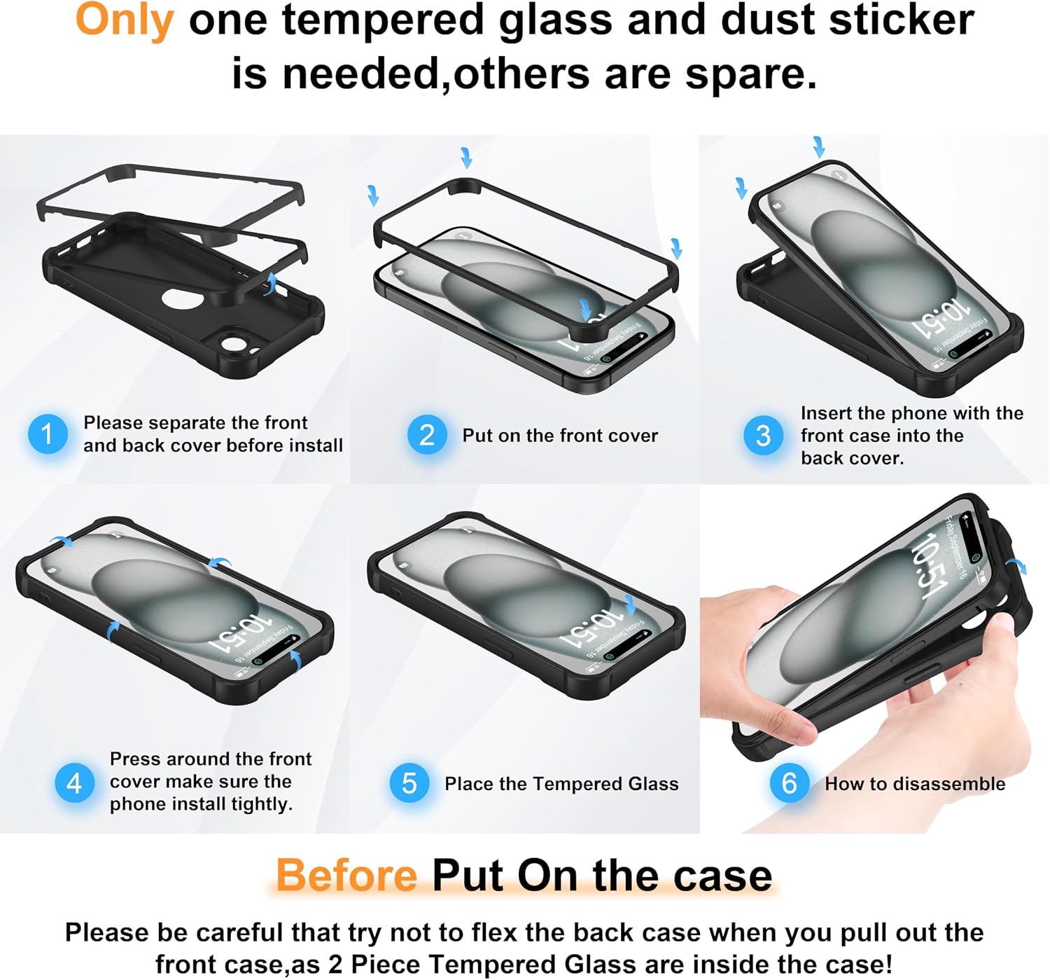 Thumbnail 6 de ORETECH iPhone 15 Case 6.1 inch 2-Pack screen protector