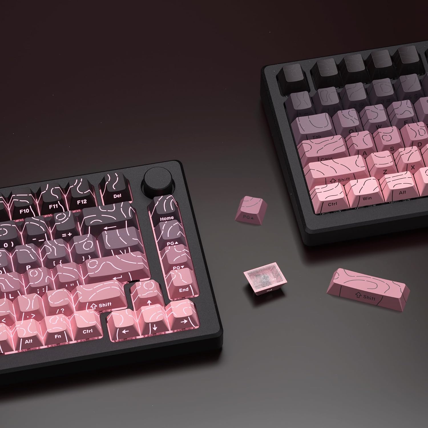Detalle de dagaladoo Pink 134-Key PBT Keycaps, Topographic Side Print, Cherry Profile