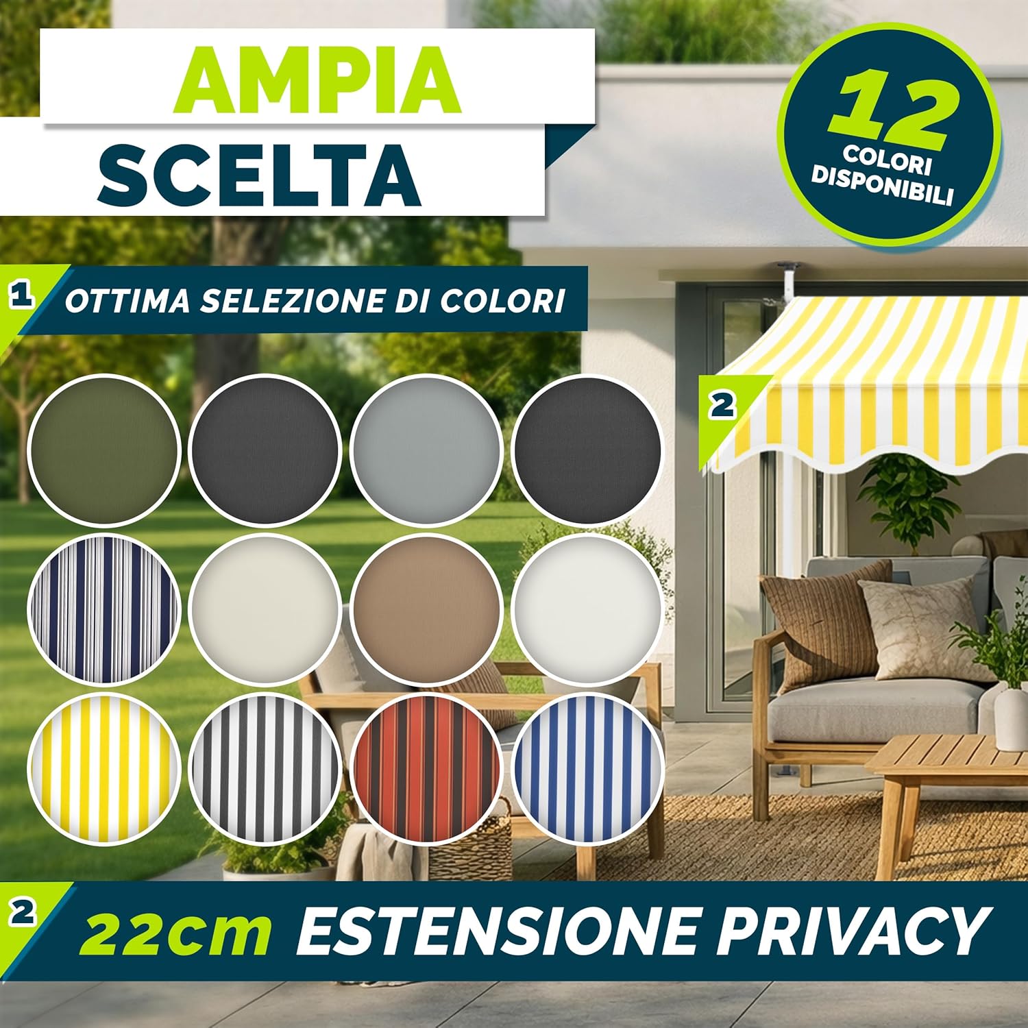 Thumbnail 6 de Tillvex Tenda da Sole a Bracci con Manovella: protezione solare affidabile per balcone e terrazzo