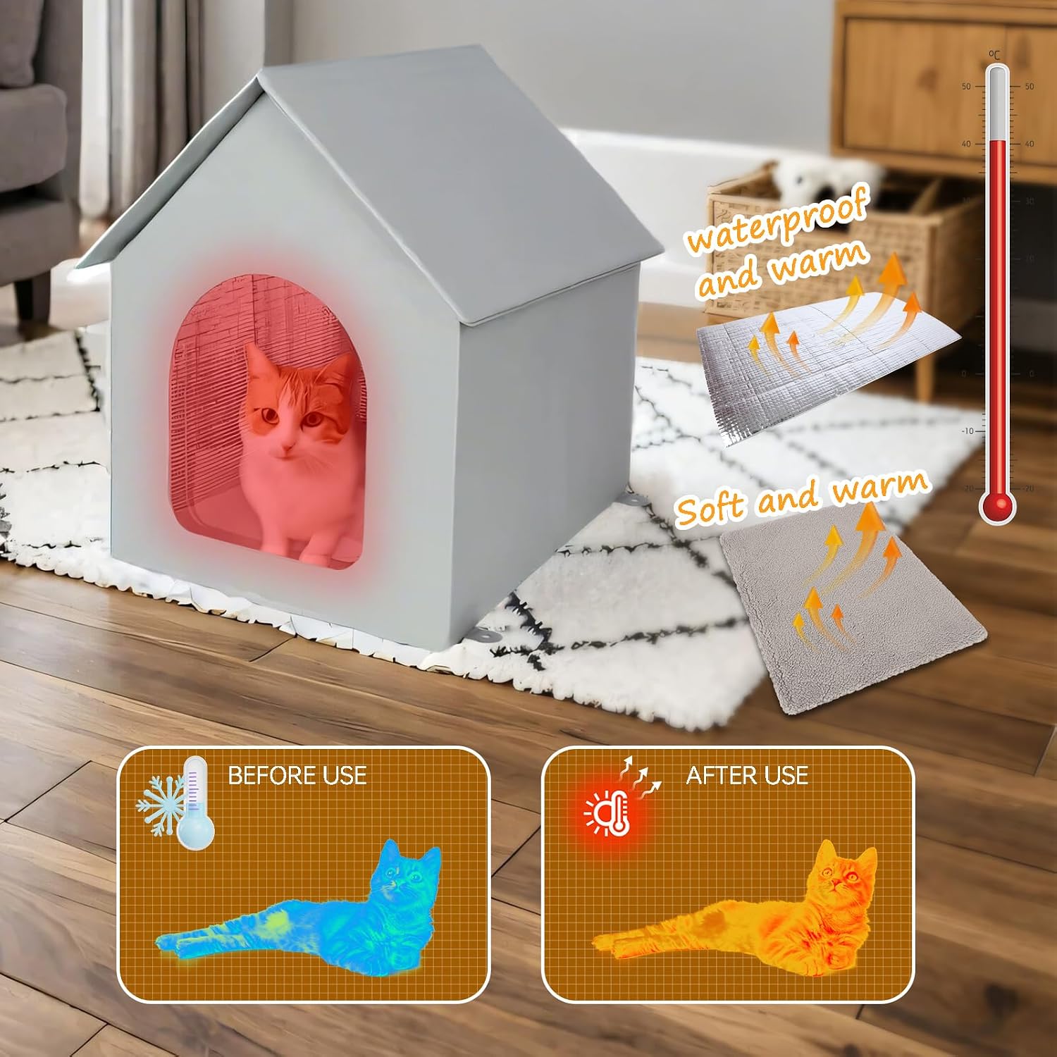 Thumbnail 4 de Sturdy Outdoor Cat Cave Insulated Shelter