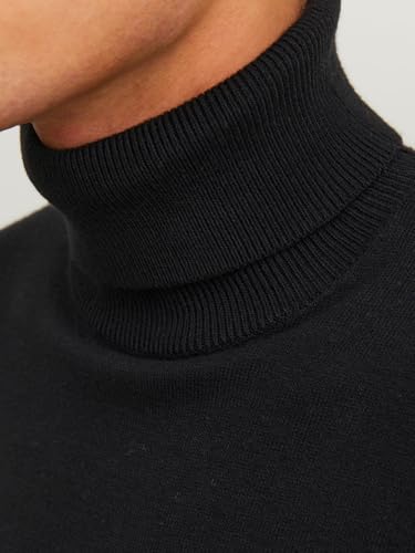 Detalle de JACK & JONES Jjeemil Knit Roll Neck Noos Camiseta Cuello Alto, Negro, Small para Hombre