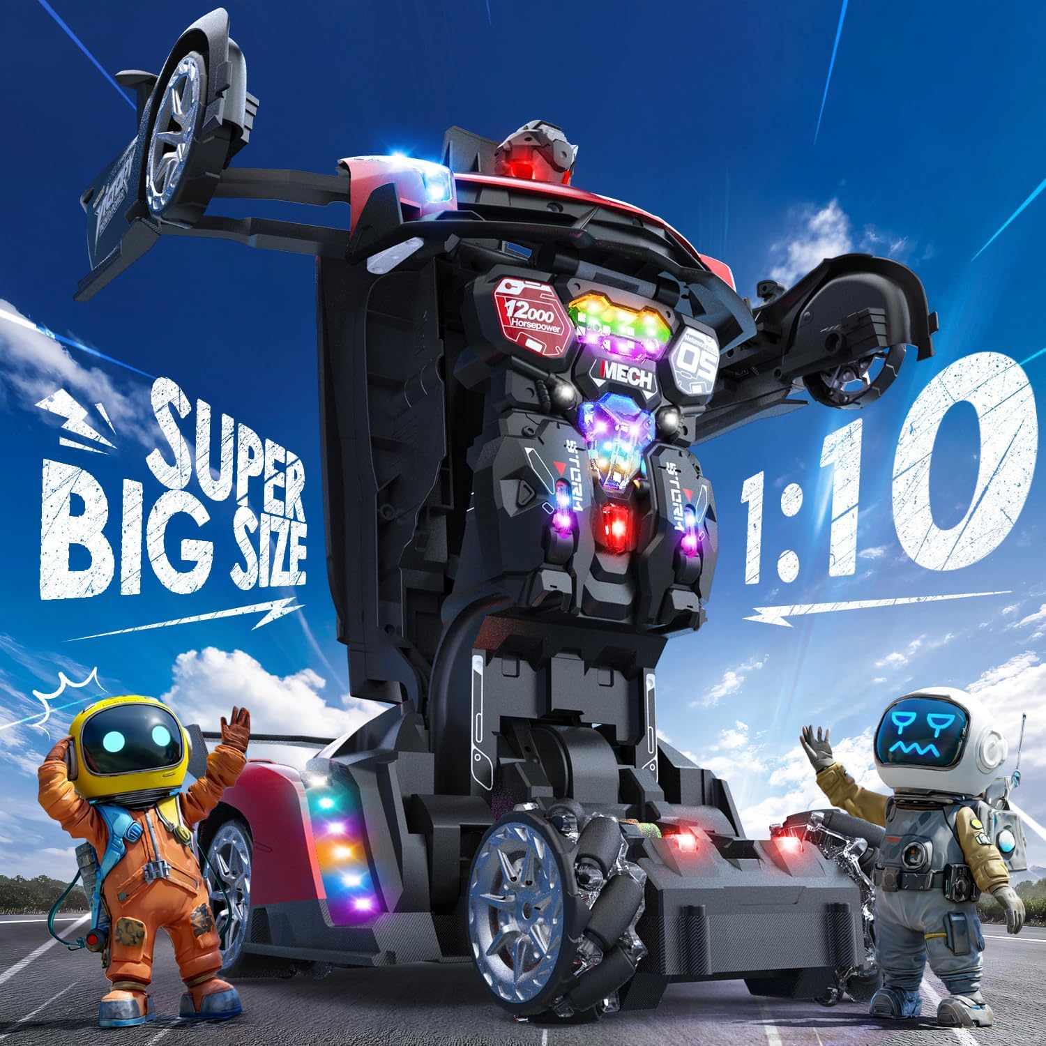 Detalle de Holyton 1:10 Scale Transforming RC Car & Robot with Gesture Control