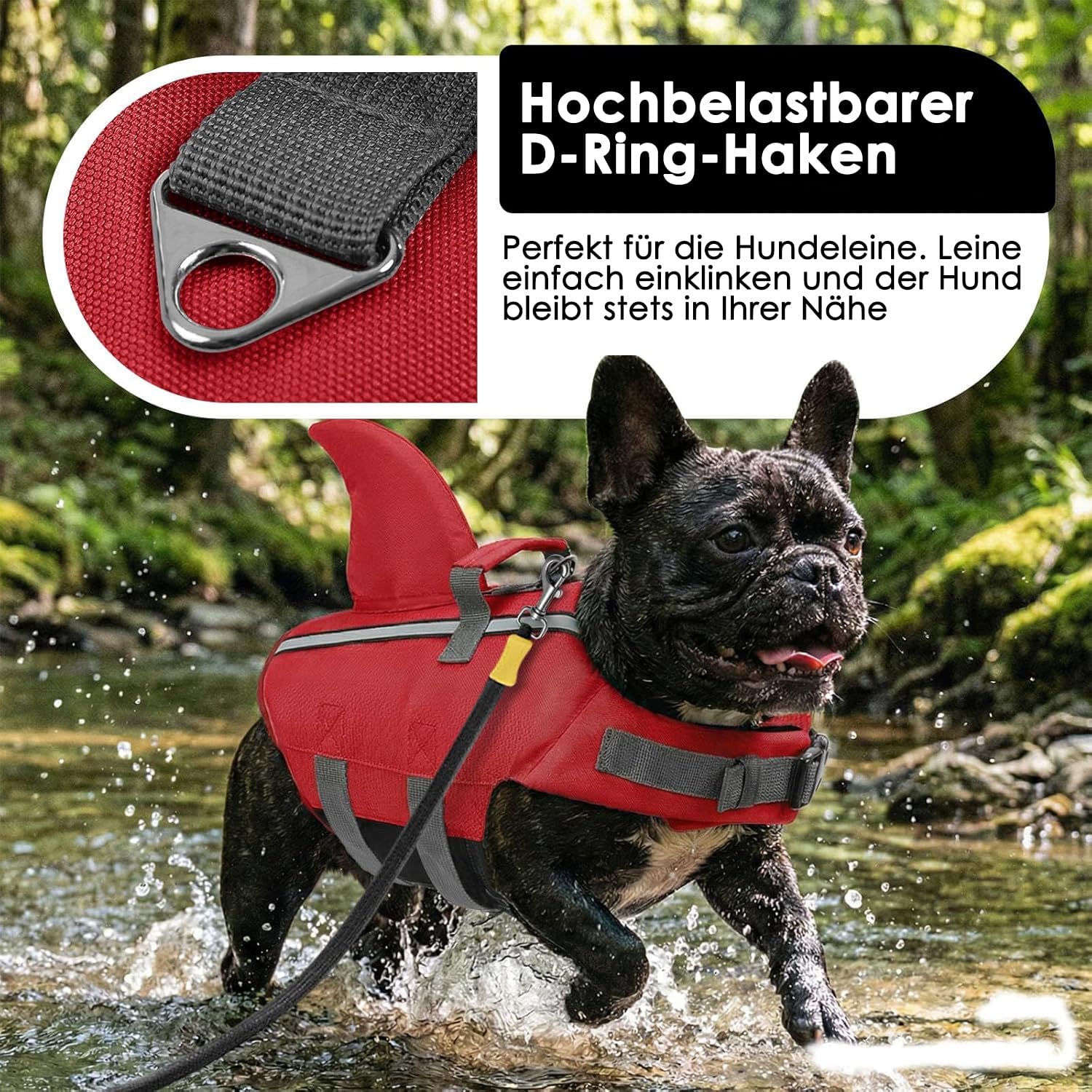 Thumbnail 6 de AOFITEE Gilet de Sauvetage pour Chien avec Nageoire – Réglable pour Petits et Moyens