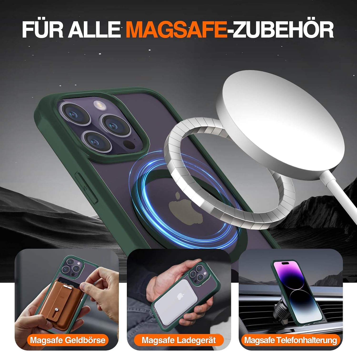 Thumbnail 3 de Leedia Handyhülle für iPhone 14 Pro 6.1" – MagSafe, 360° Schutz, 9H Glas Displayschutz, grün