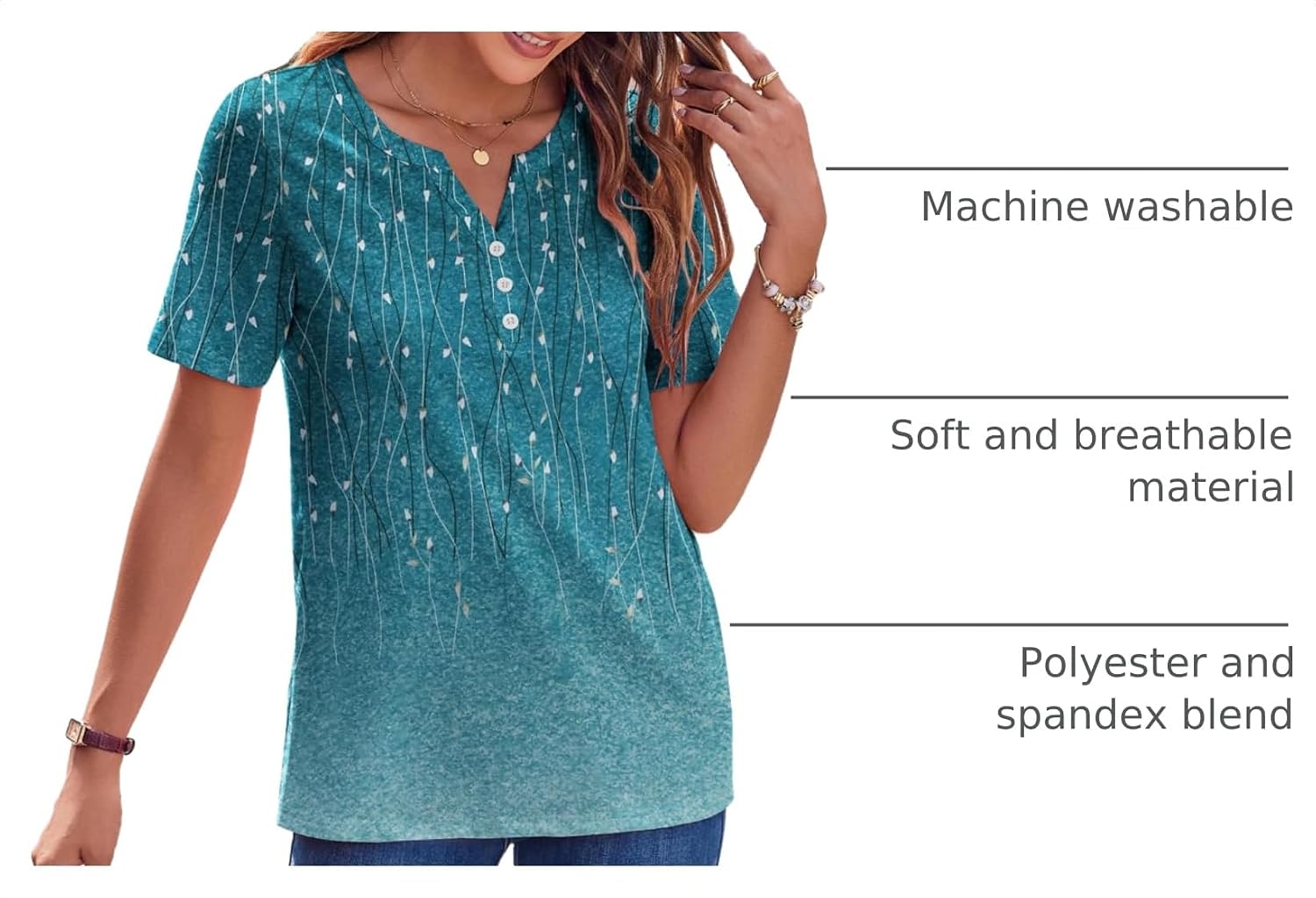Detalle 2 de Zeagoo Women's Summer Tops: Casual Short Sleeve V-Neck Blouse for Work and Everyday
