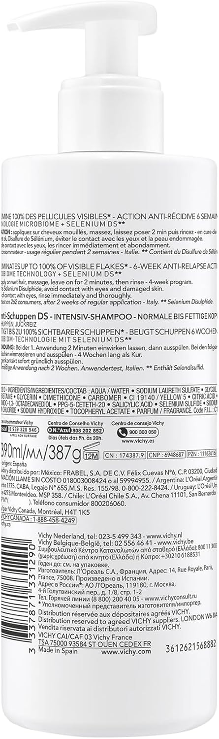 Detalle 2 de VICHY DERCOS Shampooing Anti-Pelliculaire DS – Cheveux Normaux à Gras, Microbiome et Sélénium DS