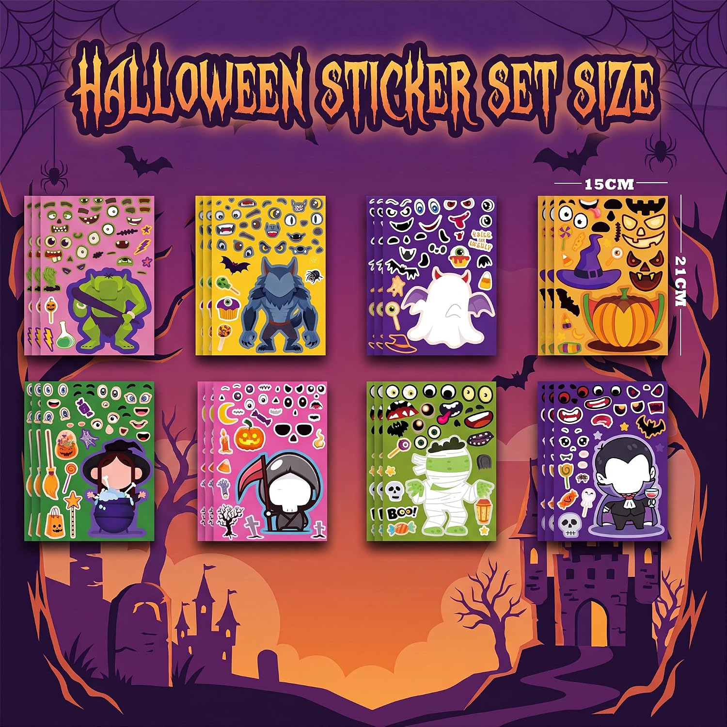 Thumbnail 1 de Riccioofy Halloween Stickers for Kids, 24 DIY Sheets for Crafts and Parties