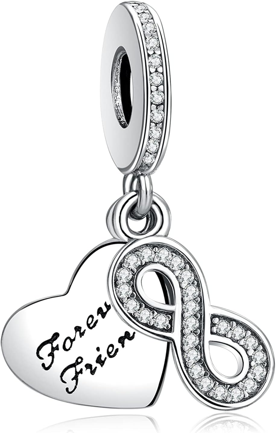Detalle de Rimgoris charm in argento 925 con dettagli cuore e rubino, per bracciali e collane