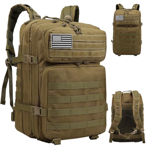 Detalle 2 de Delgeo Mochila Táctica 45L Militar: gran capacidad, impermeable y plegable para montaña, senderismo, camping y viajes