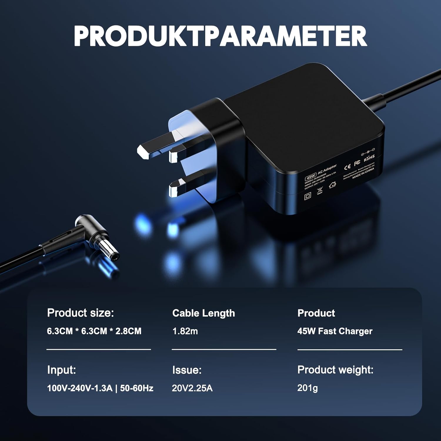 Thumbnail 2 de 45W Lenovo IdeaPad laptop charger (Non-Original) with 4.0 x 1.7mm connector