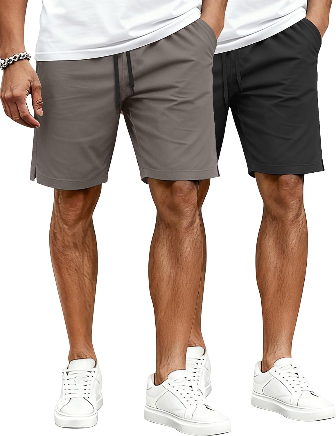Thumbnail 6 de COOFANDY Men's Casual Cotton Drawstring Shorts — 9" Inseam Chino Golf Shorts